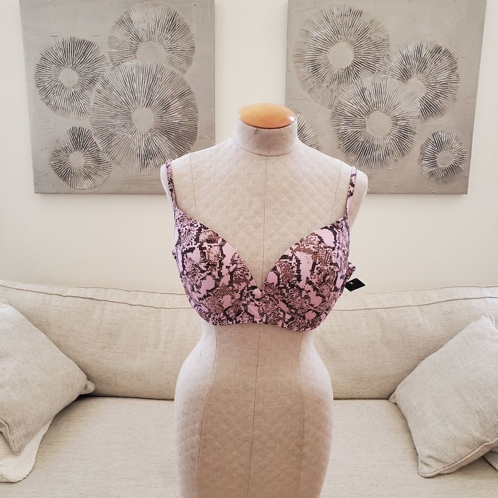 Rachel Roy Python-Print Underwire Bikini Top XL - Picture 3 of 8